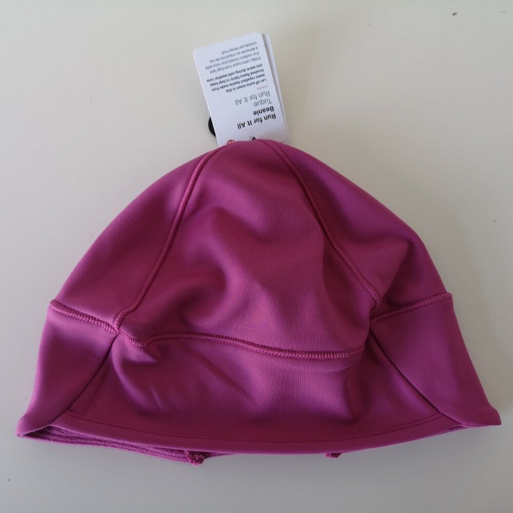 NWT LULULEMON PLYC Pink Brushed Tech Fleece Run For It All Beanie Hat Women's OS